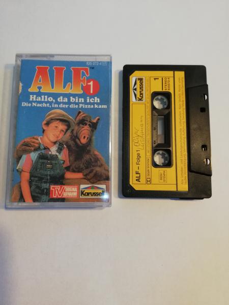Alf Folge 1 Hallo da bin ich/Die Nacht. in der die Pizza kam Schwarz mit Gelben Aufkleber 835072-4 Karussell(Innencover und Kassette beschrieben)